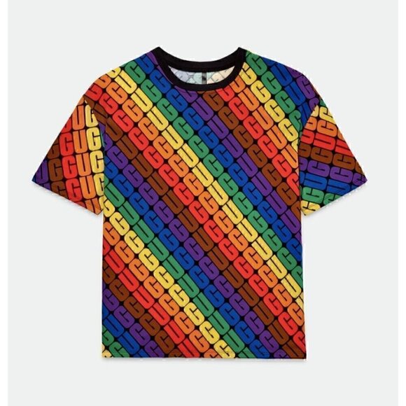 UGG UNISEX Logo U Toni Pride Rainbow Oversized‎ Tee for Everyone Colorful Casual - Picture 1 of 12